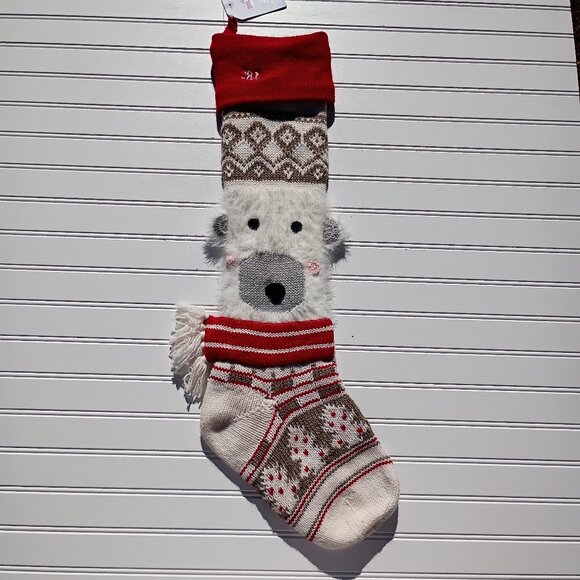 Pottery Barn Kids Other - POTTERY BARN Christmas Stocking Classic Fair Isle Knitted Polar Bear Monogram